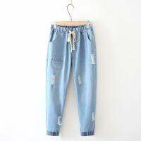 Large  Size 5XL Women Jeans Vintage Cute Embroidery Elastic Waist Denim Pants