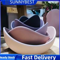 SUNNYBEST นอร์ดิกชามลายดอกบัว5ใน1ชุดจานซอสชามใส่ขนมวางซ้อนกันได้ชามใส่ผลไม้ Mangkuk