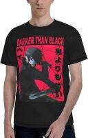 Anime Darker-Than-Black T-Shirt Mans Fashion Round Neck Cotton T-Shirts Summer Short Sleeve Tee