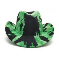 Wholesale cowboy hat fluorescent green riding hat spots female summer 2021 new hip hop retro western curly cowboy hat Panama