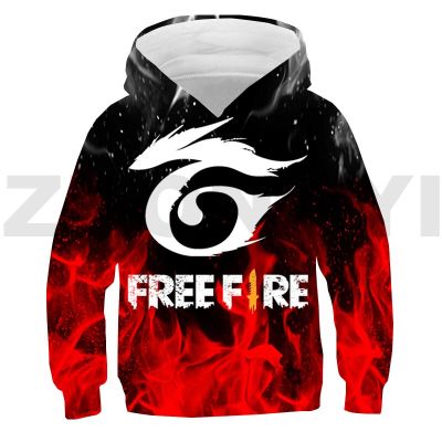 แฟชั่นเกมฟรี Fire Garena เสื้อกันหนาวเด็ก 3D อะนิเมะฟรี Fire Hoodie เด็กวัยรุ่น Streetwear ขนาดใหญ่เสื้อผ้า