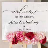 ☎ Welcome Wedding Sign Vinyl Sticker Personalized Any Texts Board Decals Anniversary Engagement Party Sign Mirror Vinyl Murals