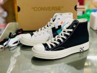 รองเท้าผ้าใบหุ้มข้อ converse Virgil Abloh OFF White x Converse Chuck 1970S “OW BLACK/WHITE”SIZE