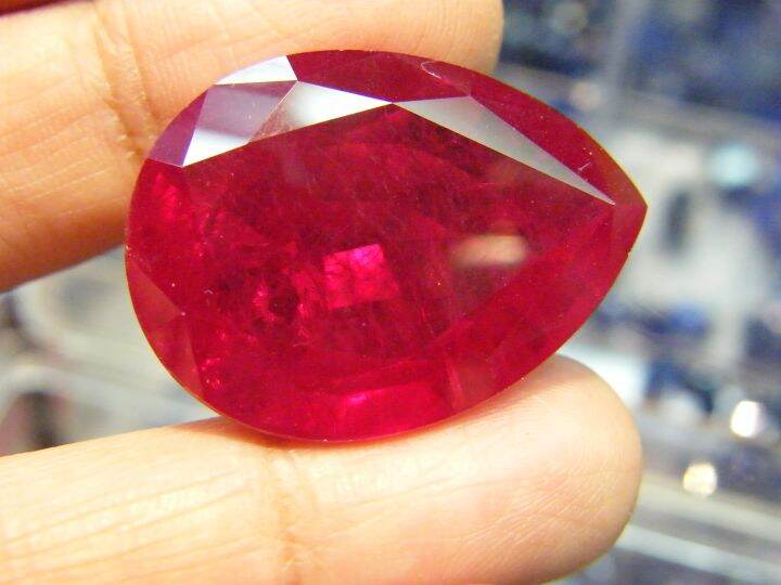 ทับทิม-lab-made-34-cts-ทับทิมของเทียม-สีแดง-pear-shape-man-made-created-ruby-17x23-mm-top-gemstone