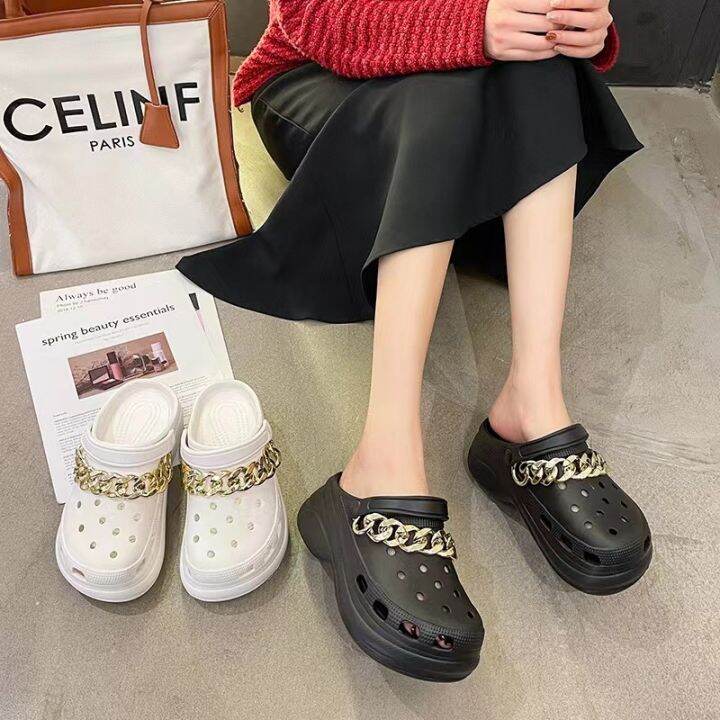 Crocs Fashion Plastic material Chain Shoes Decoration jibbitz Gold and