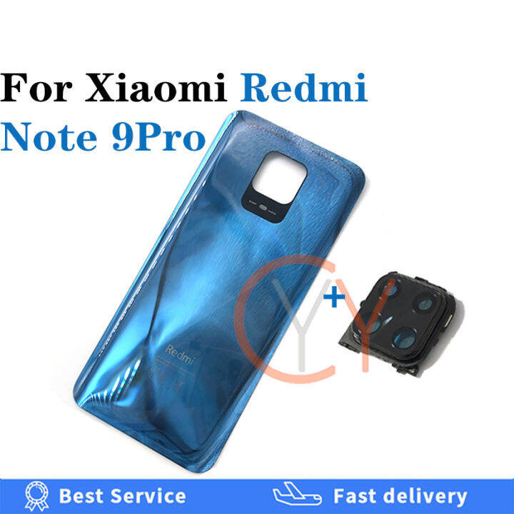 สำหรับ-xiaomi-redmi-note-9s-note-9-pro-9pro-ฝาครอบหลังกระจกซองเก็บแบตเตอรี-กรอบเลนส์กระจกหลังและอะไหล่กรอบกาวสำรองเลนส์ด้านหลัง