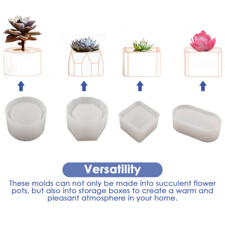 3-4ชิ้นกล่องเก็บ-diy-แม่พิมพ์สามชิ้นคริสตัลอีพ็อกซี่กระถางดอกไม้อวบน้ำหกเหลี่ยมกลมเครื่องประดับกล่องซิลิโคนแม่พิมพ์ผสม