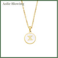 Aolie จี้ A-Z สีขาวเคลือบเริ่มต้นที่เรียบง่ายตัวอักษรสร้อยคอจี้เฉพาะตัวสำหรับผู้หญิงผู้ชายของขวัญเครื่องประดับ