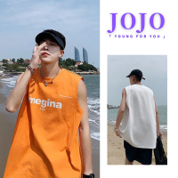 JOJO BOY เสื้อยืดแขนกุดผู้ชาย แฟชั่น ความนิยม สไตล์เกาหลี ฤดูร้อน INS บาสเกตบอล การออกกำลังกาย กีฬา ด้านบนหลวม