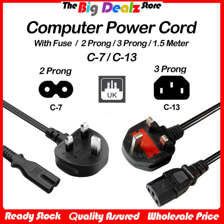 Computer and Laptop Power Cord 3Pin UK Plug ,IEC C13/C7 Power Cord