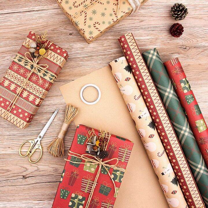 christmas-gift-wrapping-paper-6-pcs-kraft-paper-70x50cm-with-6-unique-designs-with-jute-string-and-tags