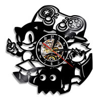 Gamepad Controller Classic Gaming Wall Art Vinyl Record Clock Video Game Character Silent Sweep Quartz Clock Black Hanging Watch