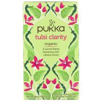 Pukka tea_Tulsi Clarity? Organic tea ออร์แกนิค ปราศจากคาเฟอีน 20 Tea Bags Organic, Caffeine-Free
