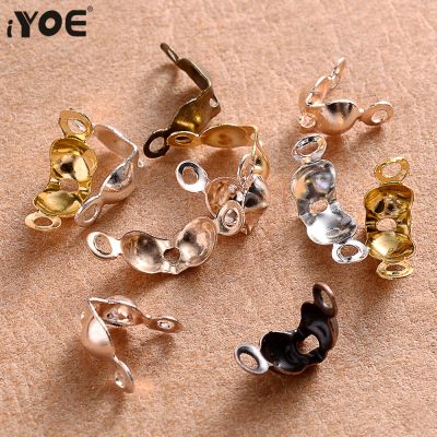 iYOE 200pcs/Lot Ball Chain Crimp End Connector Bead Tips Calotte Ends Clamshell Knot Cover For Jewelry Making Bracelet Necklace