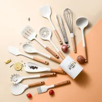 Wooden Handle Silicone Kitchenware White Kitchen Silicone Spatula - New 1pc Wooden - Aliexpress