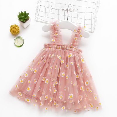 〖jeansame dress〗ขนาดเล็กสดเกาหลี GirlsToddlerGirls LittleFloral สลิงหลอด TopDressDress Vestidos De Niña