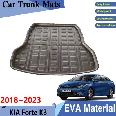 แผ่นรองท้ายรถสำหรับ KIA Forte 2019อุปกรณ์เสริม Kia K3 Cerato BD 2018 ~ 2023รถซีดานแผ่นรองเท้าในรถ Trunk ออแกไนเซอร์พรมด้านหลังวัสดุ EVA
