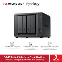 Synology DS423+ NAS 4-bay DiskStation, Intel Celeron J4125 (4 Core/2.0 GHz (turbo to 2.7 GHz)), 2GB non-ECC DDR4 (Max. 6GB), 2 x M.2 NVMe SSD, 2x1GbE Base T