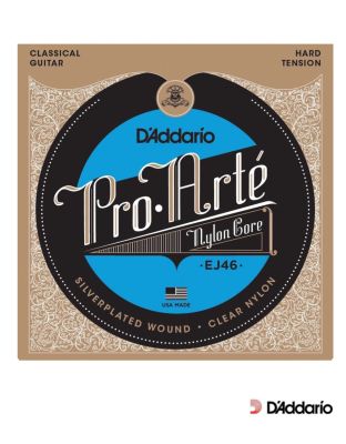 DAddario  Pro-Arté Nylon Core สายกีตาร์คลาสสิค Black Nylon แบบพรีเมียม ของแท้ 100% รุ่น EJ46 (Hard Tension) (คุณภาพดีกว่า Ernieball Ernesto Palla Black &amp; Silver ) ** Made in USA **