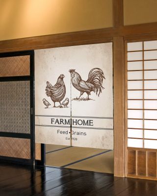 Fashion 2023 Antique Japanese door curtains in the form of farm animals and chickens, kitchen entrance curtains, coffee shop and restaurant curtains