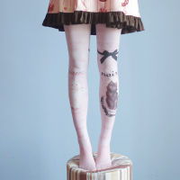 Japanese Sen female line of small fresh retro bow lolita stockings cat pantyhose printing student sweet child