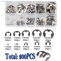 ▫❉ 200PCS Set 1.5/2/3/4/5/6/7/8/9/10mm Stainless Steel E-clips Ring Snap Retaining Circlip Tools Kit Washer Gaskets