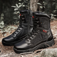 ร้อน, ร้อน★(Shop climbing shoes) 2023 mens special military boots spring and autumn army outdoor breathable nude shoes