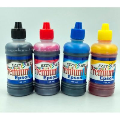 Ezzy-jet EPSON Inkjet Premium Ink หมึกเติมอิงค์เจ็ท  EPSON.ขนาด 100 ml. ( ชุด​ 4 สี.​ BLCK/CYAN/MAGENTA/YELLOW)​II