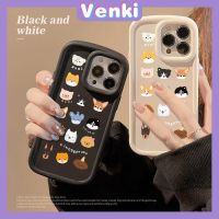 VENKI - Case สำหรับ iPhone 11 Pro Max เคสนิ่ม TPU Frosted Bubble Case สีดำสีขาวเต็มหน้าจอสัตว์น่ารักป้องกันกล้องกันกระแทกสำหรับ iPhone 14 13 12 11 Plus Pro Max 7 Plus X XR