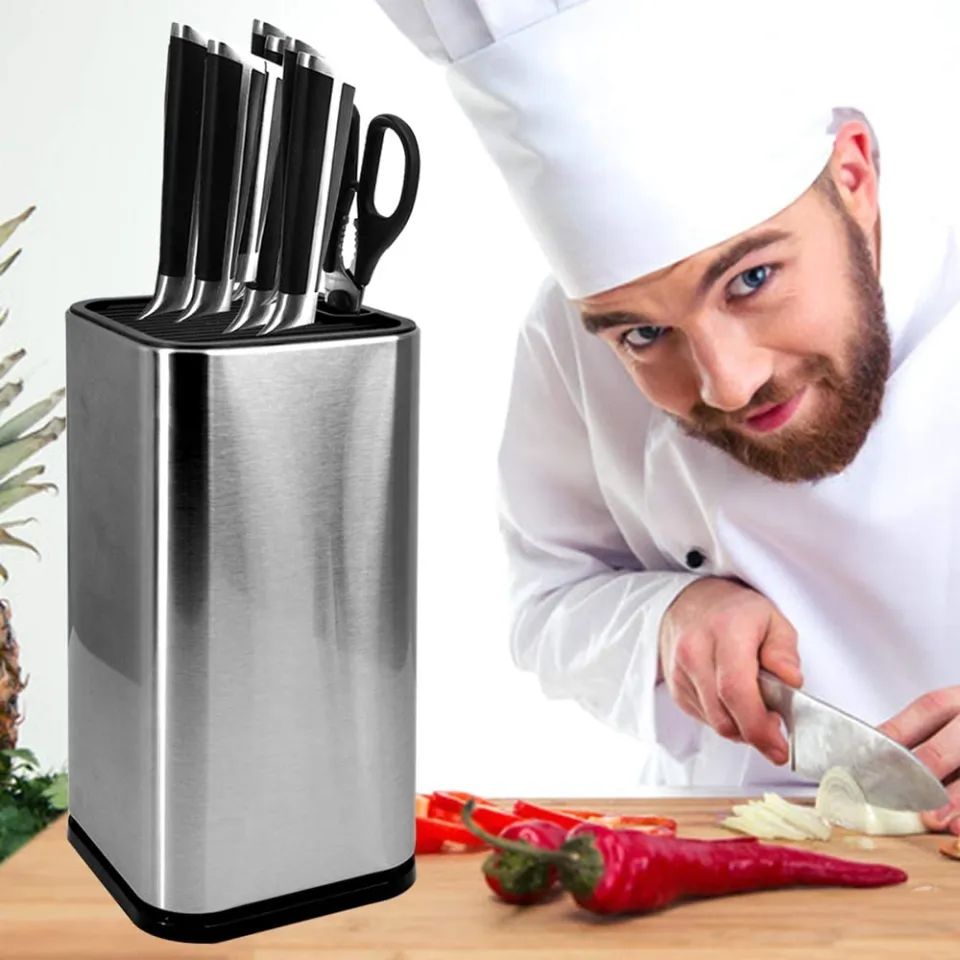 Stainless Steel Universal Knife Block Holder with Slots, Space