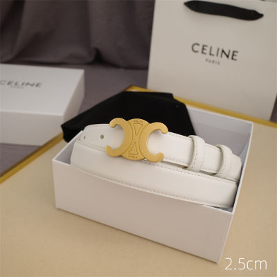 Celines Leather Belt Womens Leather Head Leather Belt Womens Fine Matching Skirt Casual and Versatile Simple Ins Style Needle Buckle Trouser Belt Fashion
