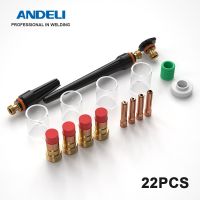 ANDELI เลนส์แก๊สกระดุมอุปกรณ์เสริมสำหรับงานเชื่อม22ชิ้นสำหรับเชื่อม TIG WP-17ชุด18/26ถ้วยแก้ว Pyrex สินค้าใหม่