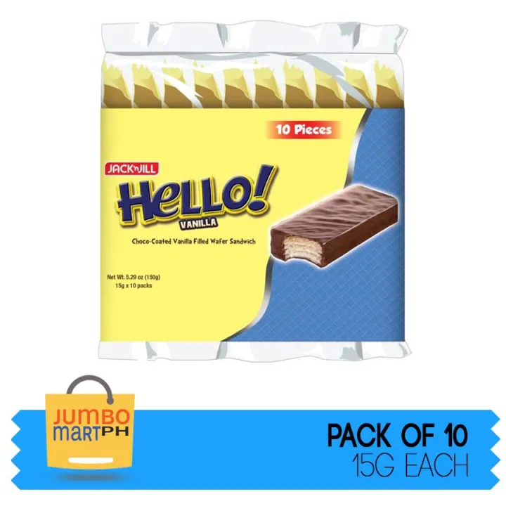 JACK N JILL HELLO! CHOCO-COATED VANILLA WAFER SANDWICH 150G / PACK OF ...