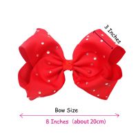 14 pcs 8 inches Glitter Sparkly Rhinestones Girls Larger Big Grosgrain Ribbon Hair Bows Alligator Hair Clips