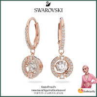 ?Swarovski?Swarovski ประกายเต้นรำกุหลาบทองรอบตัดต่างหูเพชรสีขาว, S925 เงินสเตอร์ลิงผู้หญิงแฟชั่น ES, ของขวัญวันเกิดวันวาเลนไทน์