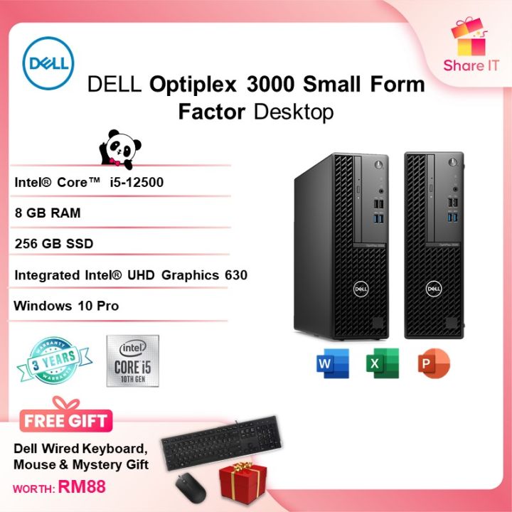 DELL OPTIPLEX 3000 SFF SMALL FORM FACTOR DESKTOP (i5-12500 , 8GB , 256 SSD,  INTEL UHD , W10P , 3YRS) for Home Student SME Business Office Use | Lazada