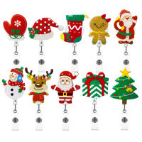 Clip-on Badge Reel Student ID Card Holder Acrylic Badge Holder Christmas-themed Badge Holder Retractable Badge Clip