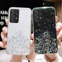 CrashStar เคสโทรศัพท์โปร่งใสกันกระแทกฟอยล์สีเงินรูปดาวอีพ็อกซี่สำหรับ Samsung กาแลคซีโน้ต20 S21 S22อัลตร้า S23พิเศษ A13 A72 A54 A34 A14 A73 S20 5กรัม A51 A53เคสกันกระแทก A33เคสใส่โทรศัพท์5กรัม A12 A71 A31 5กรัม