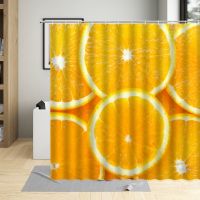 Waterproof Shower Curtain Summer Fruit Orange Kiwi Pattern For Home Decor Polyester Fabric Screens Bath Curtains With 12 Hooks