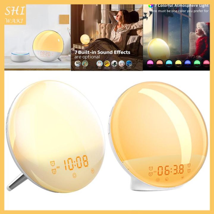 ปลุกนาฬิกาปลุกเบาๆ-smart-wake-up-light-alarm-clock-digital-7-color-switch-radio-sunrise-sunset-นาฬิกาปลุกไฟปลุก-o-x78