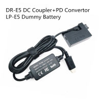 DR-E5 DR E5 DC Coupler LP-E5 Bateri Dummy PD USB-C Penukar Sesuai untuk Canon จูบ EOS X2 X3 XS XSi T1i 450D 1000D 500D