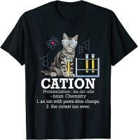 Mens Cotton T-Shirts Crew Neck Short Sleeve Cation - Funny Chemistry Humor Science Teacher Cat Pun T-Shirt