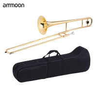 Ammoon Alto Trombone ทองเหลืองเคลือบทอง Bb Tone B แบนลมเครื่องมือที่มีคิวโปรนิกเกิลหลอดเป่าทำความสะอาดติดกรณี