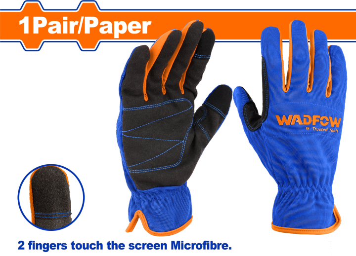 WADFOW Mechanic Gloves With Sponge Pad Elastic Wristband XL 2 Fingers