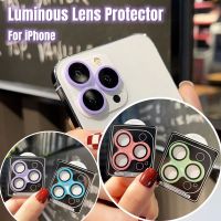 1 Set Luminous Camera Protector Compatible for iPhone 14 13 12 11 Pro Max Ceramic Back Lens Ring Tempered Glass Compatible for iphone 14pro max 14plus 12 13mini