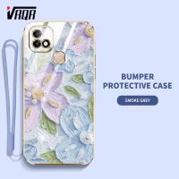 VRQR เคสโทรศัพท์สำหรับ Infinix Smart 5 Pro Hot 10i X658B X658E X659Bสุดฮอตสไตล์ภาพวาดภาพสีน้ำมันลายดอกไม้กรอบเคสนิ่มเคลือบอิเล็คโทรเพลทแบนพร้อมฟรีสายคล้อง