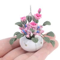 1:12 Dollhouse Miniature Scene Model Rose Blue Flower Potted Plant Pretend Play Toy Mini Furniture For Dollhouse Decoration New