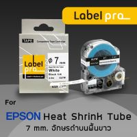 Epson เทปมาร์คสายไฟ ท่อหดความร้อน เทียบเท่า Label Pro LK-4WBA7 (LC-SU7W) 7 มม. พื้นสีขาวอักษรสีดำ Office Link