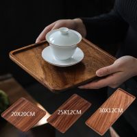 12cm Walnut Rectangle Wooden Tea Tray Serving Table Plate Snacks Food Storage Dish for Hotel Home Serving Trays Tableware Cables