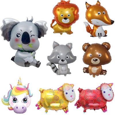 1 Piece Cartoon Animal Foil Balloons Troy Lion Koala Unicorn Birthday Party Decorations Baby Shower Decorations Kids Toy Balloon Artificial Flowers  P